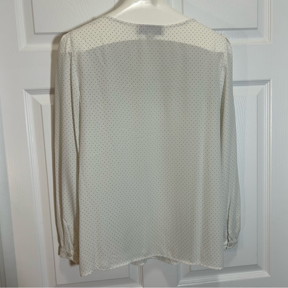LOFT Cream Blouse with Black Lace Accents - Picture 5 of 7